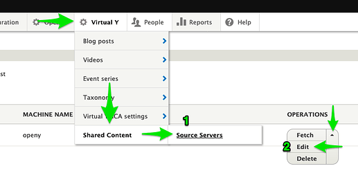 A visual depiction of the above menu sequence to configure source servers